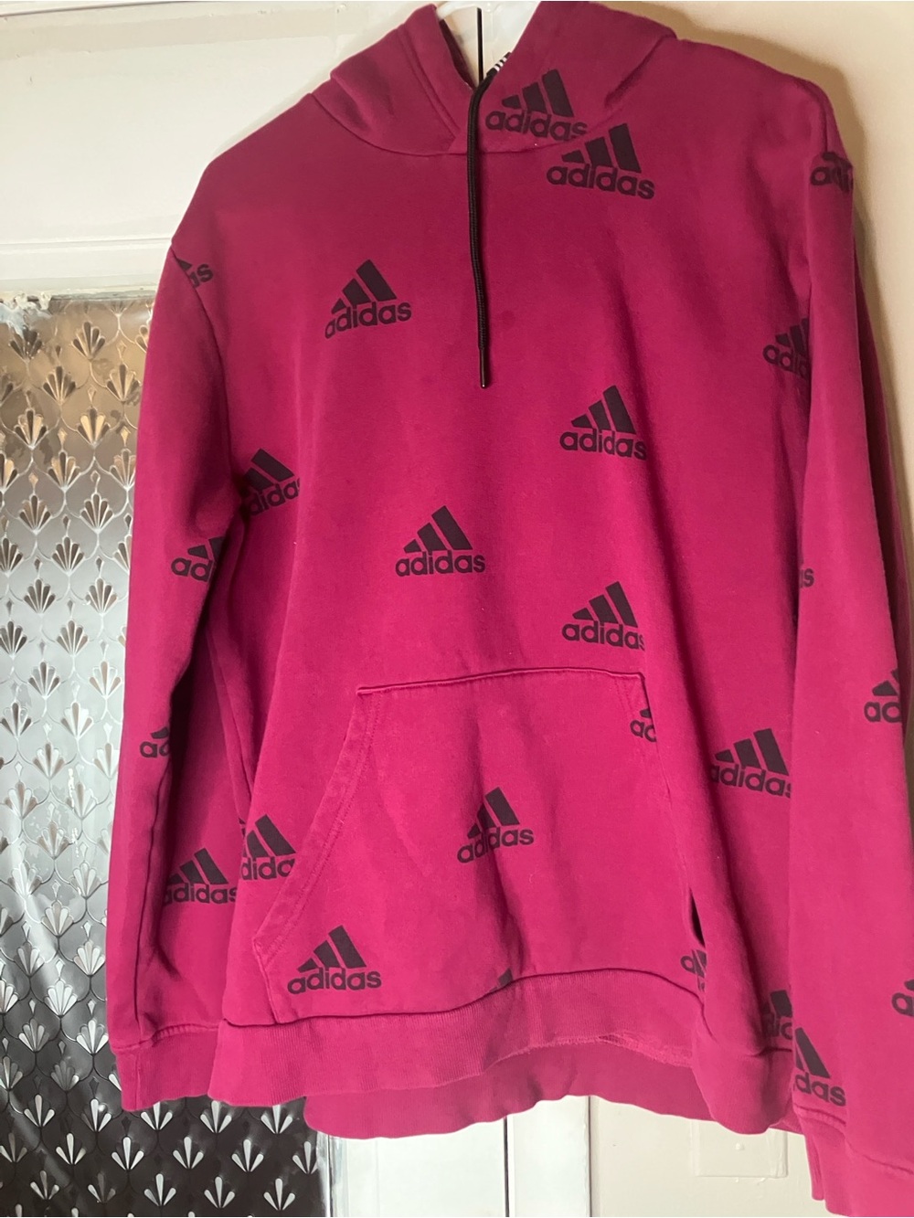 adidas Women's Pink All-Over Logo Zip-Up Hoodie